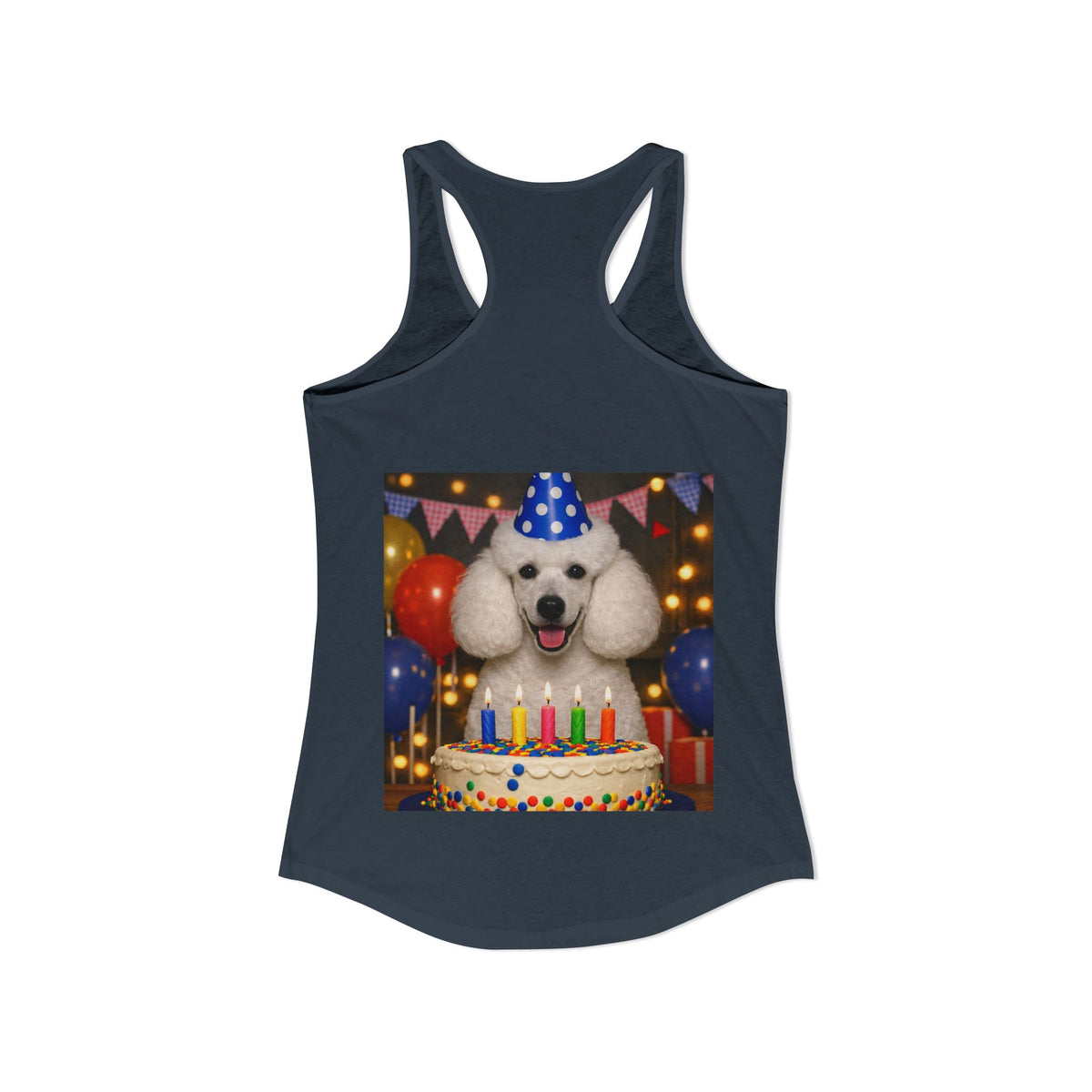 Birthday Buddy Poodle Women's Racerback Tank