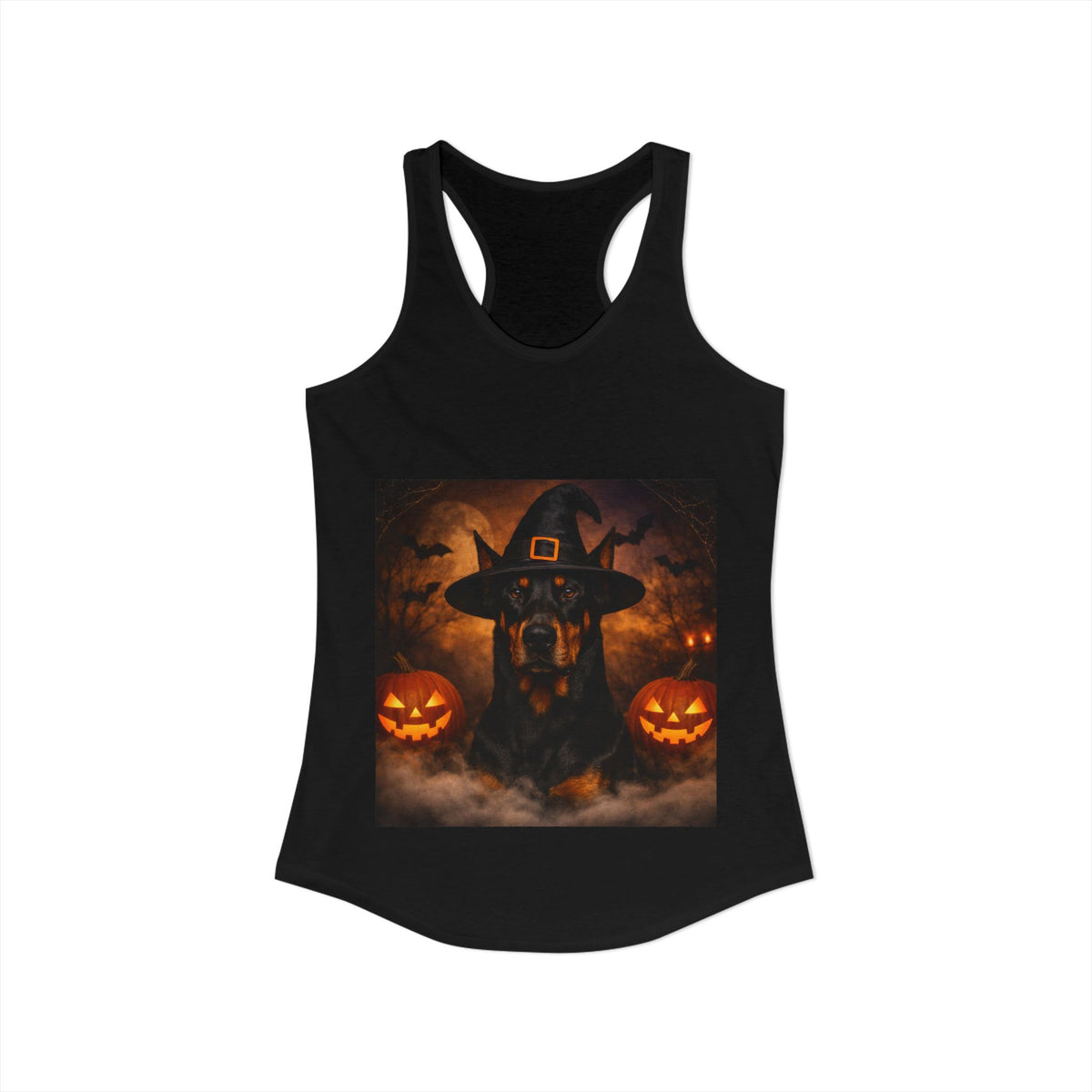 Witch Hat Pack Doberman Women's Racerback Tank