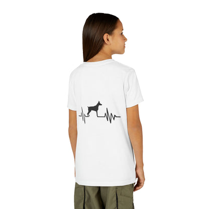 My Heart Beats For Dobermans Youth Unisex Short Sleeve Crewneck Tee