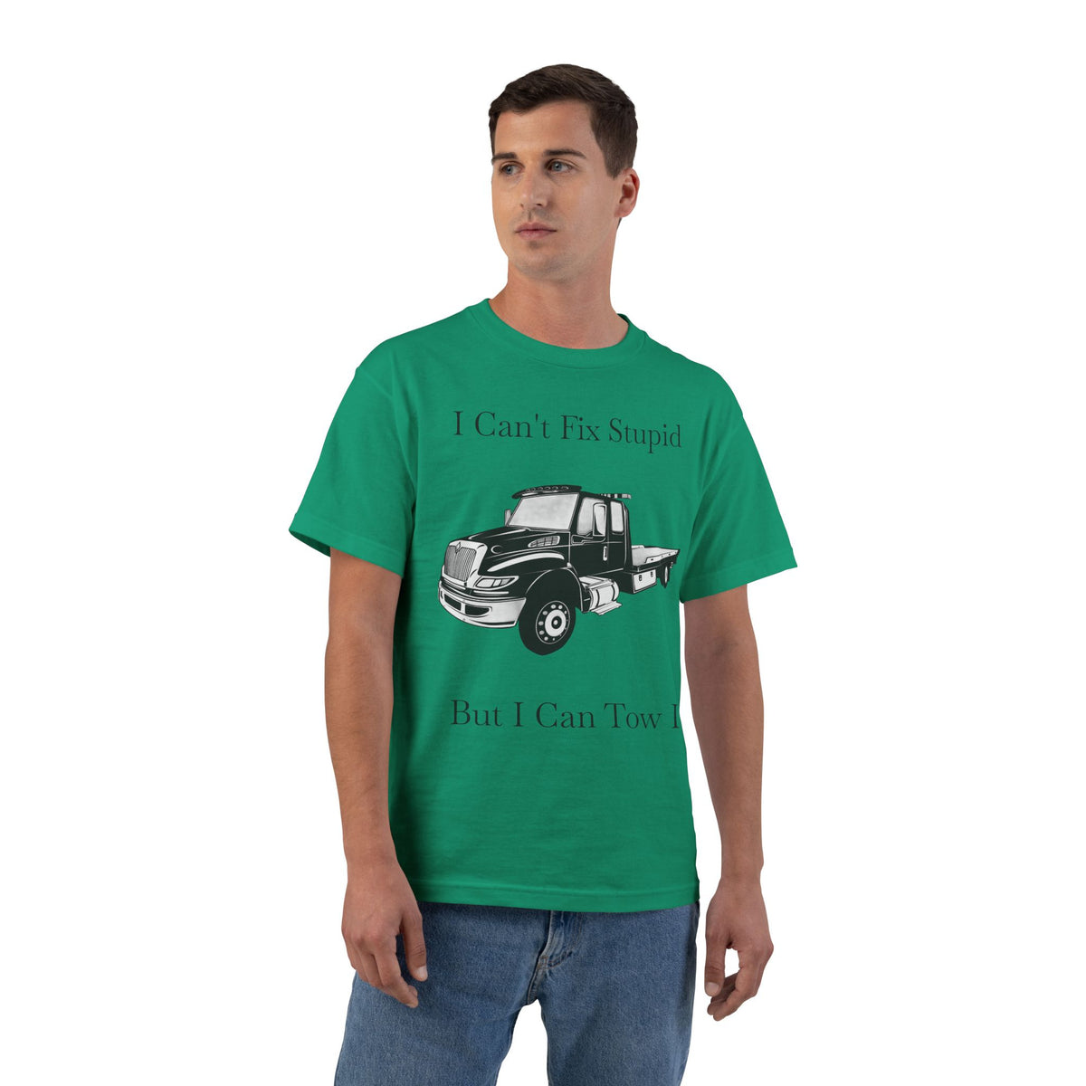 I Can't Fix Stupid Flatbed Men's Short-Sleeve Crewneck Tee