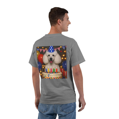 Birthday Buddy Poodle Men's Short-Sleeve Crewneck Tee
