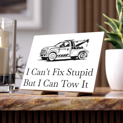 I Can't Fix Stupid Wheel Lift Tow Truck Ceramic Photo Tile