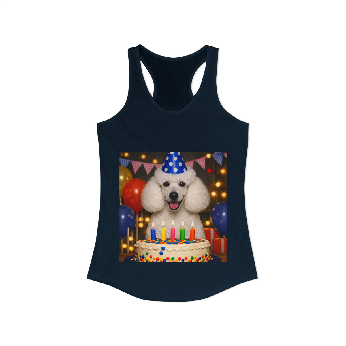 Birthday Buddy Poodle Women's Racerback Tank