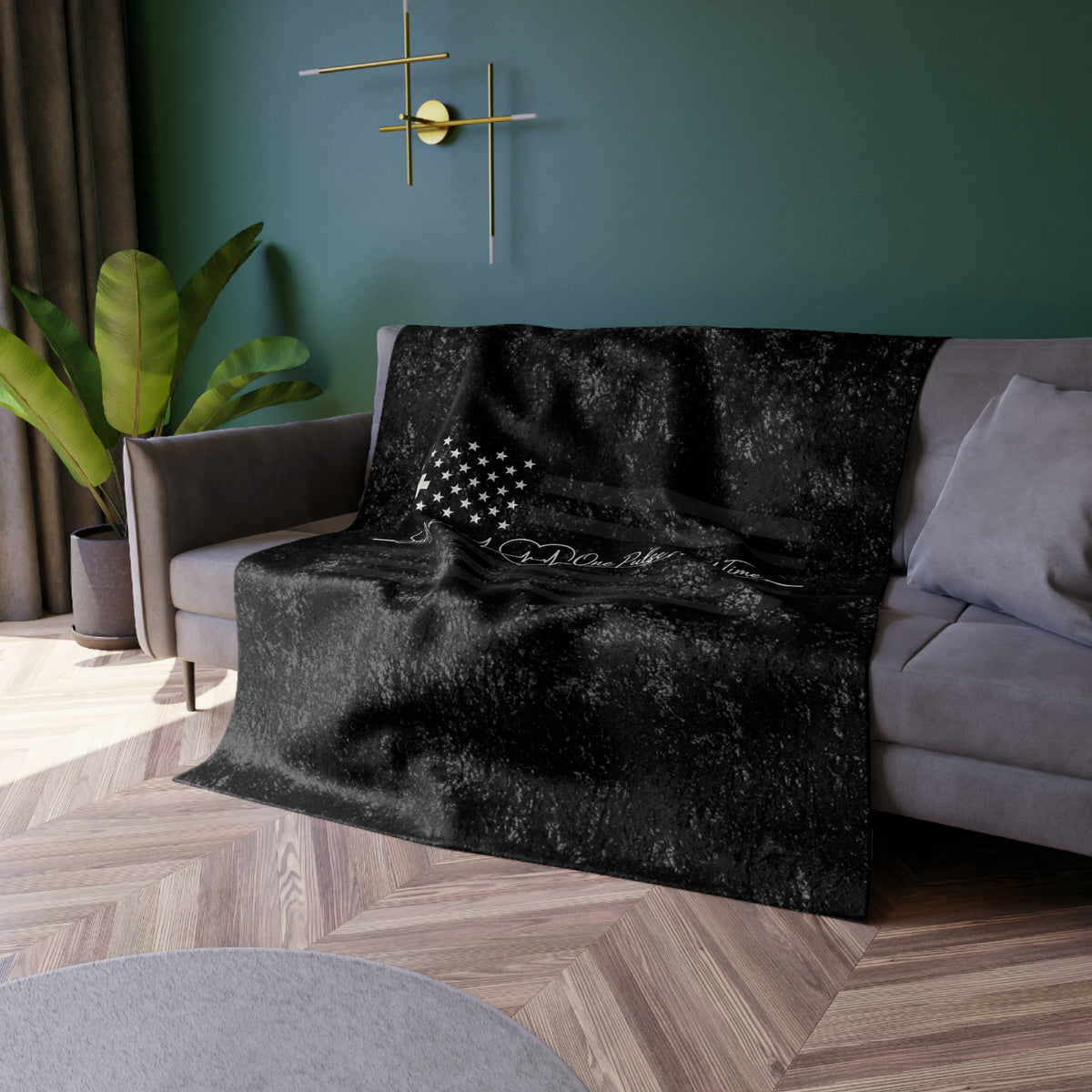 Thin White Line Crushed Velvet Blanket