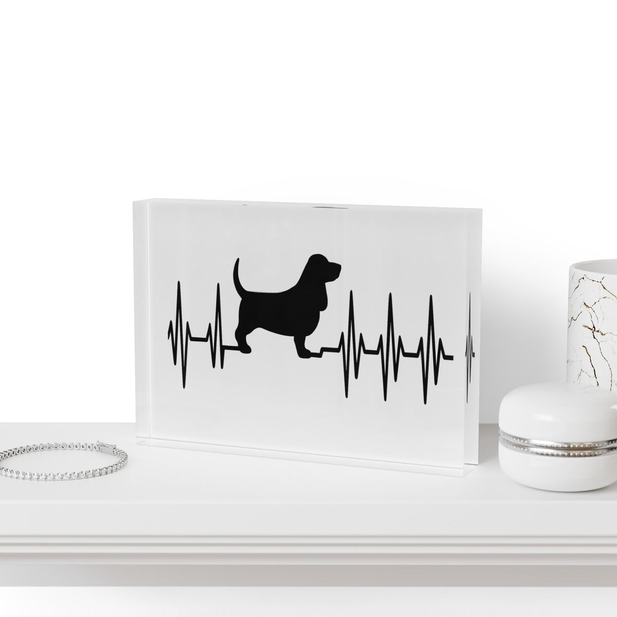 My Heart Beats For Bassets Acrylic Photo Block