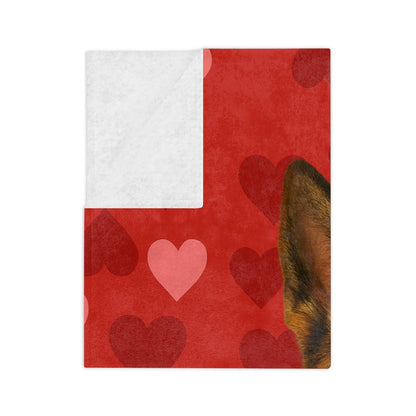 Cupid's Companion German Shepherd Velveteen Microfiber Blanket