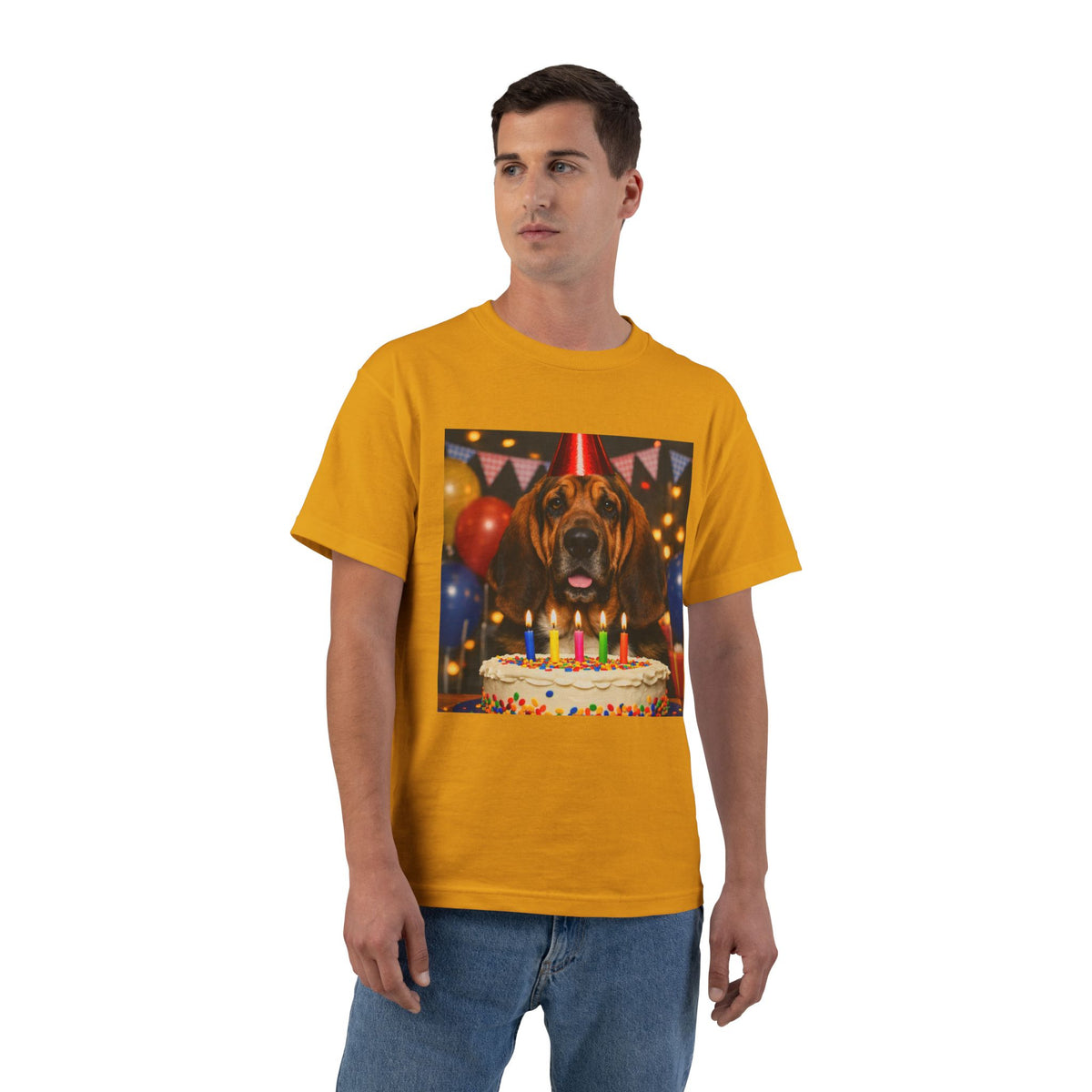 Birthday Buddy Bloodhound Men's Short-Sleeve Crewneck Tee