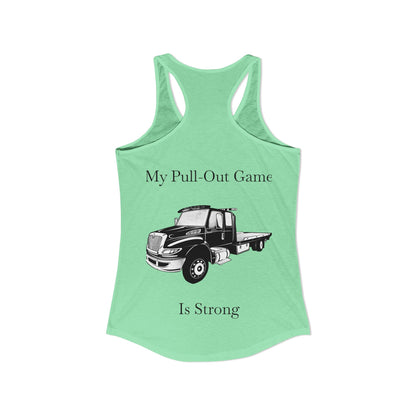 Pull Out Flatbed Tow Truck Women's Racerback Tank
