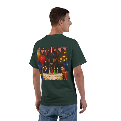 Birthday Buddy Doberman Men's Short-Sleeve Crewneck Tee