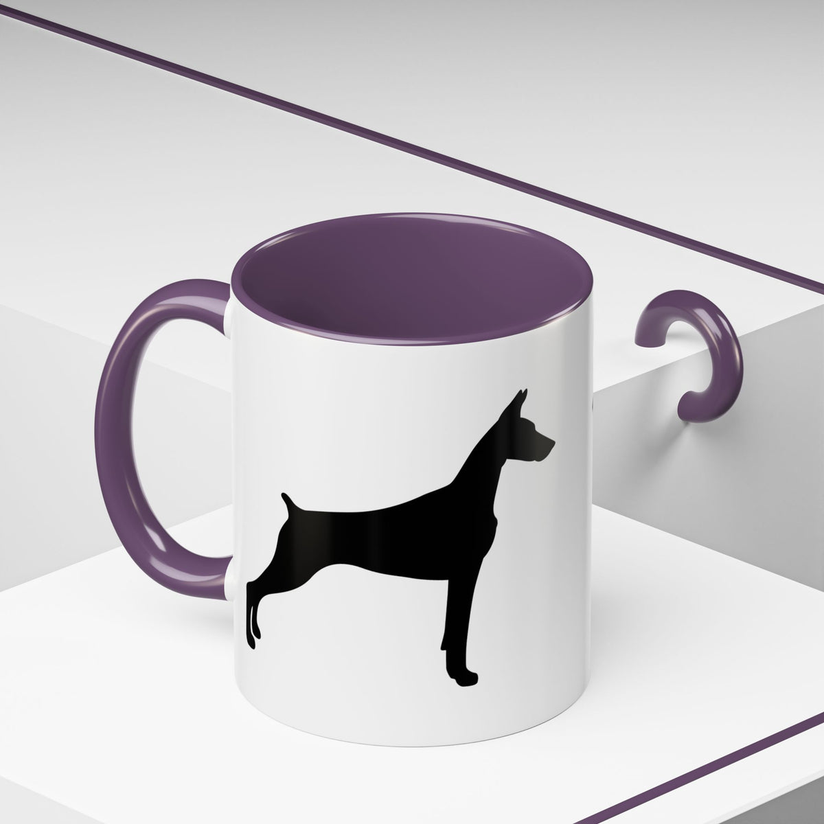 Doberman Silhouette 2-Tone Coffee Mug