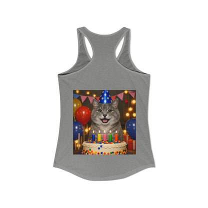Birthday Buddy Cat Women's Racerback Tank
