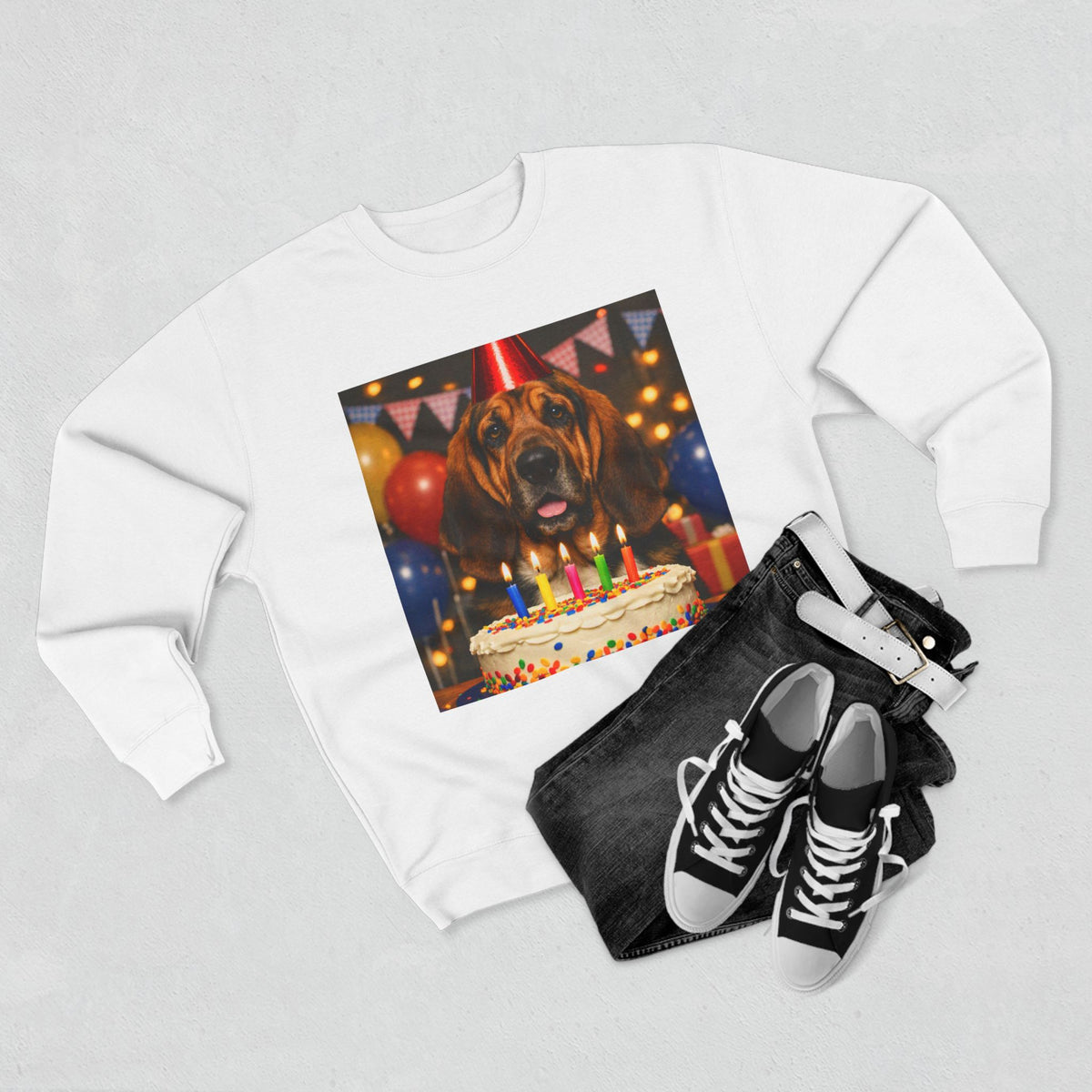 Birthday Buddy Bloodhound Unisex Crewneck Sweatshirt