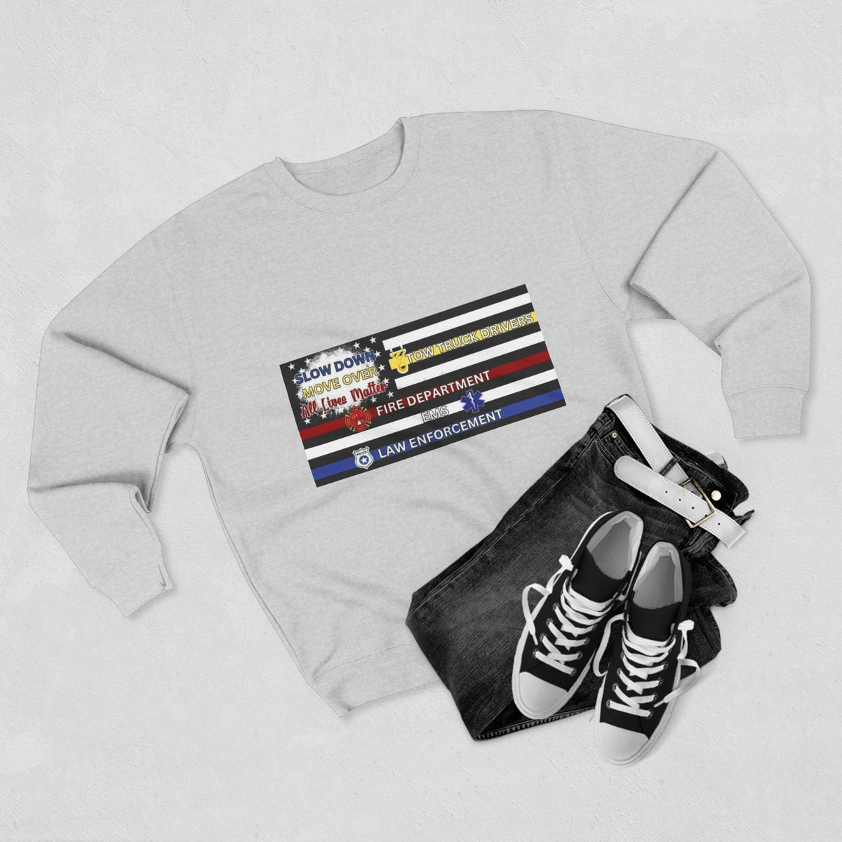 Slow Down Move Over Flag Unisex Crewneck Sweatshirt