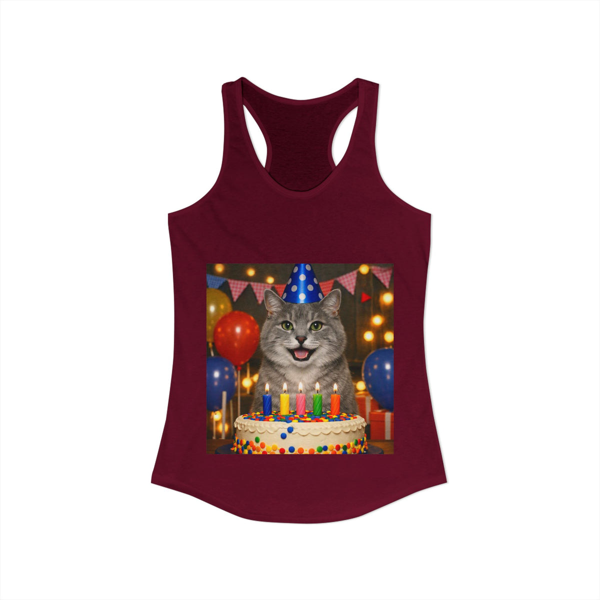 Birthday Buddy Cat Women's Racerback Tank