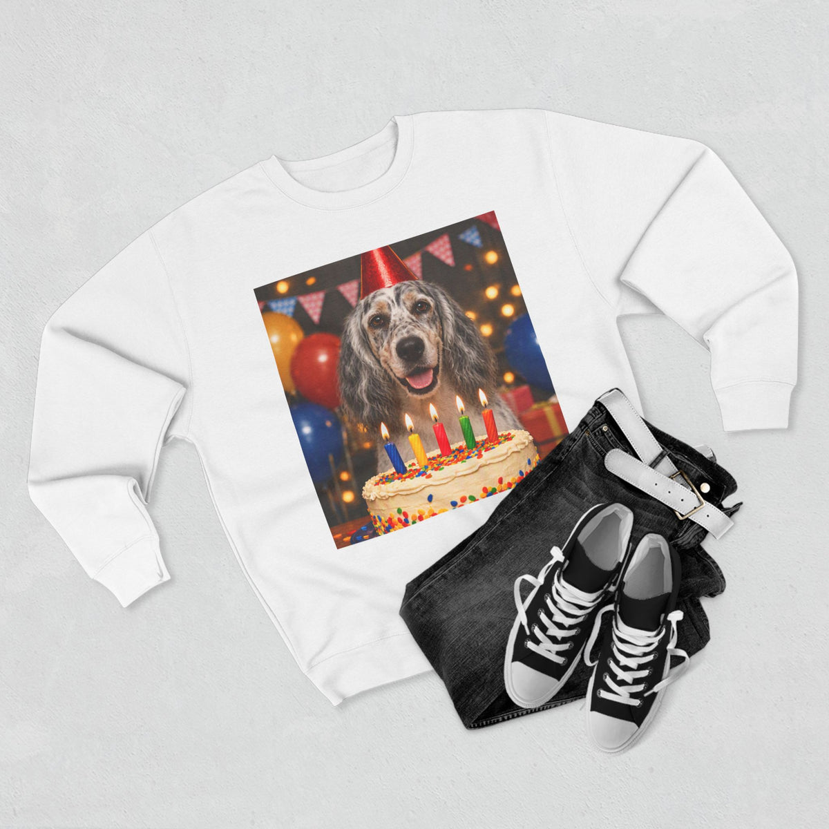Birthday Buddy English Setter Unisex Crewneck Sweatshirt