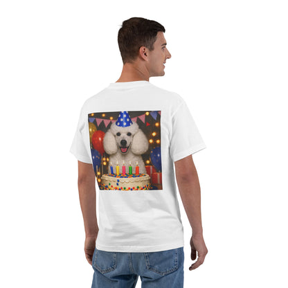 Birthday Buddy Poodle Men's Short-Sleeve Crewneck Tee