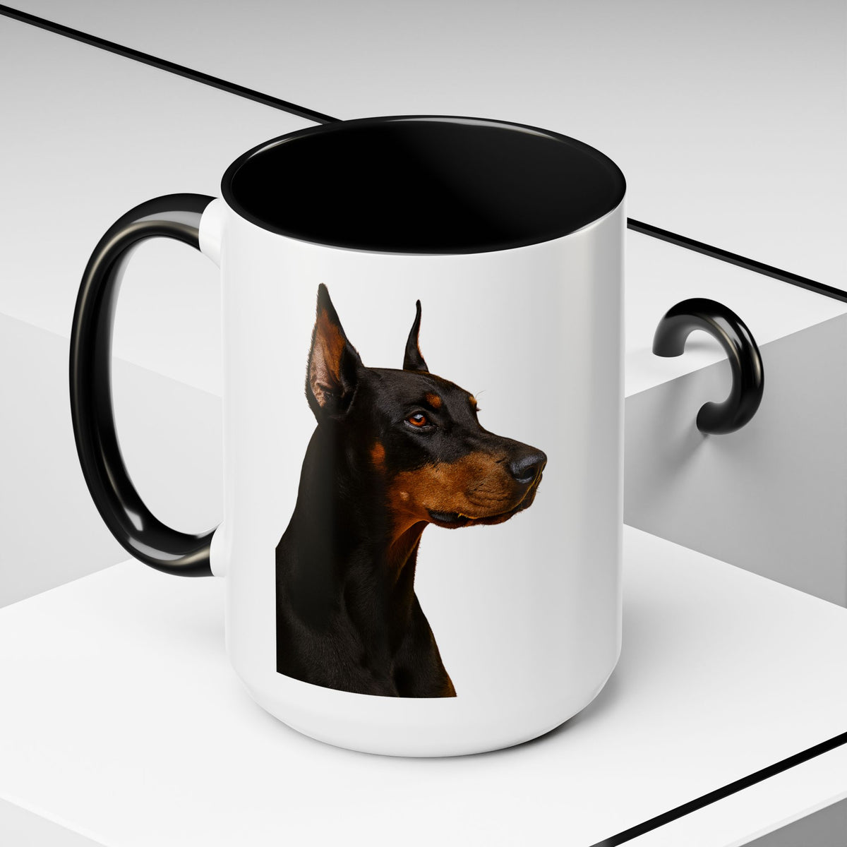 Doberman Head 2-Tone Coffee Mug