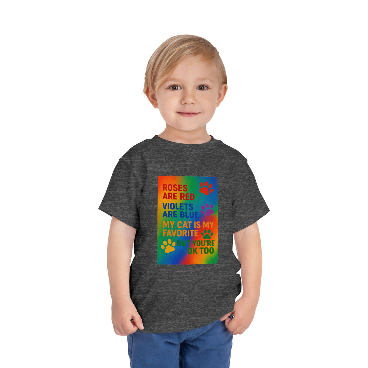 Roses Are Red Cat Toddler Unisex Short Sleeve Crewneck Tee