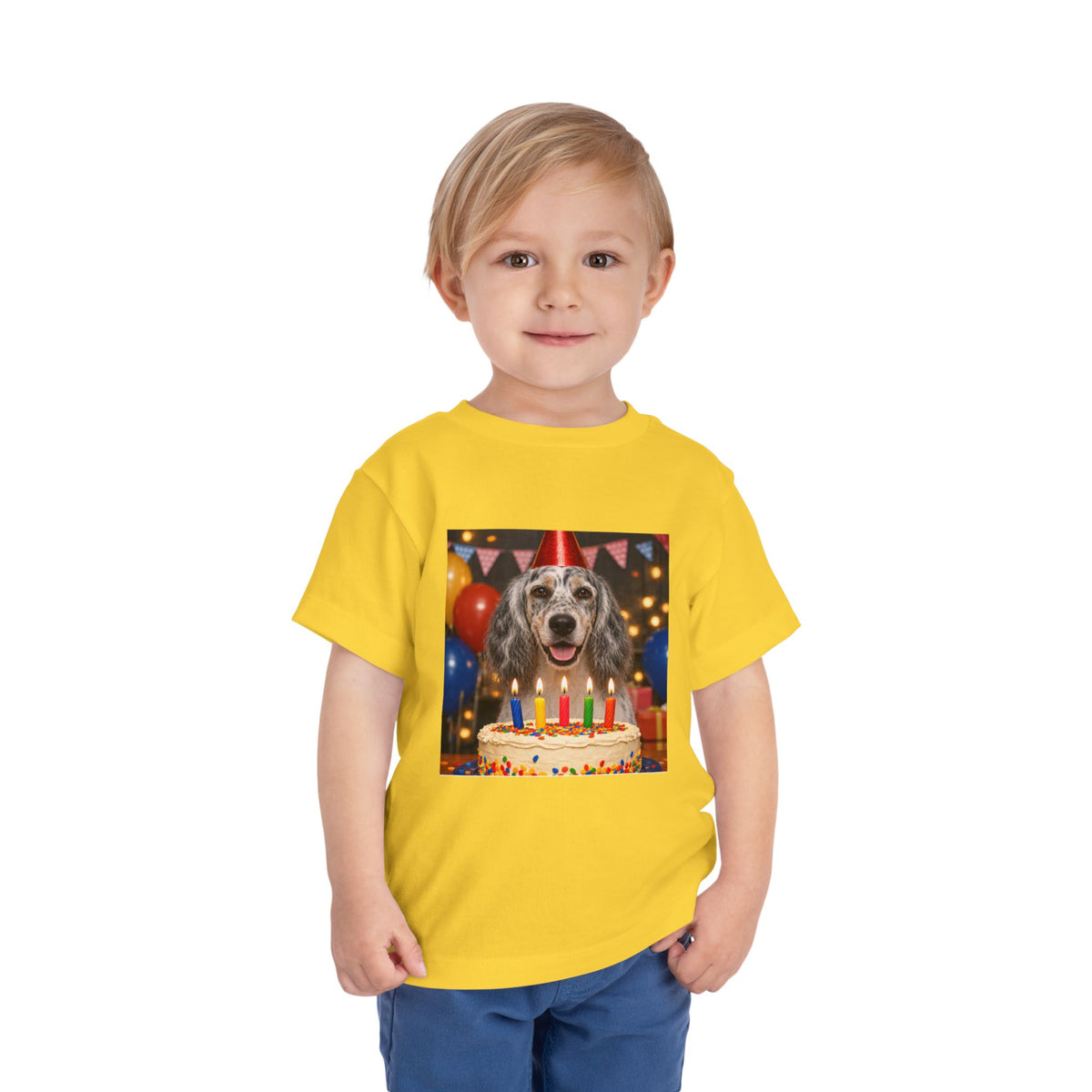 Birthday Buddy English Setter Toddler Unisex Short Sleeve Crewneck Tee