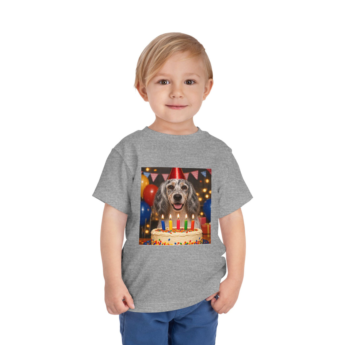 Birthday Buddy English Setter Toddler Unisex Short Sleeve Crewneck Tee