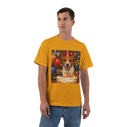Birthday Buddy Basenji Men's Short-Sleeve Crewneck Tee