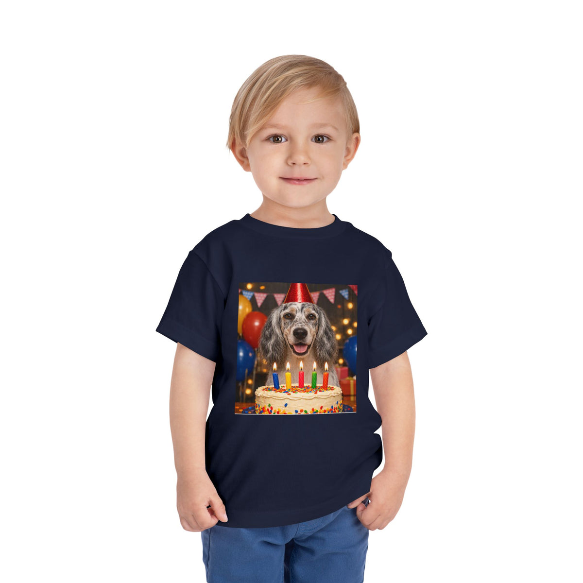 Birthday Buddy English Setter Toddler Unisex Short Sleeve Crewneck Tee