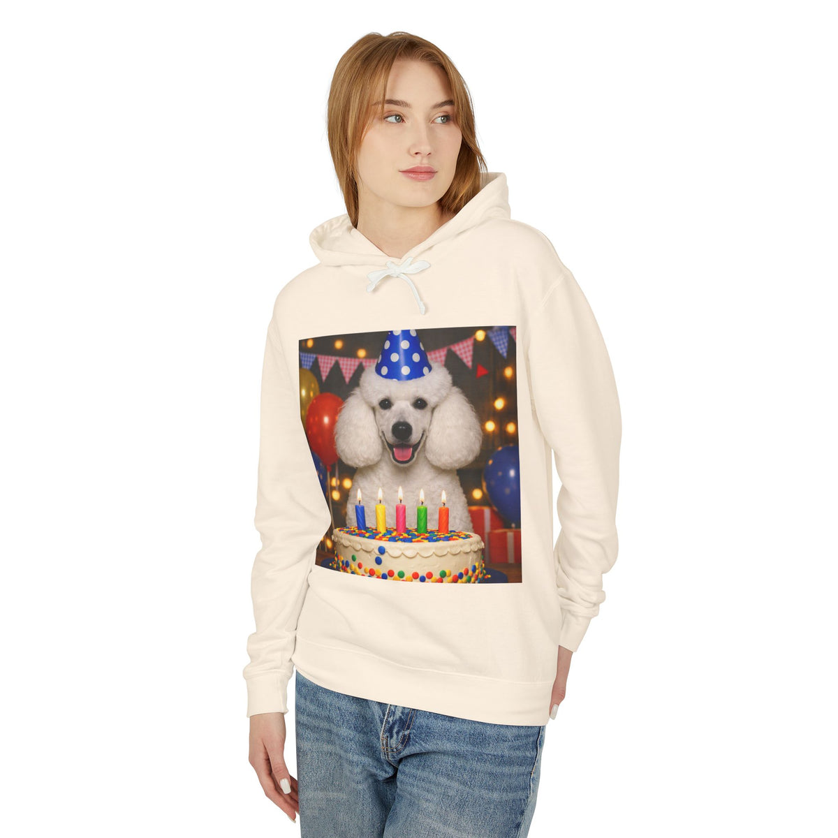 Birthday Buddy Poodle Unisex Lightweight Hoodie