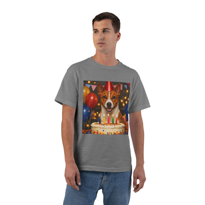 Birthday Buddy Basenji Men's Short-Sleeve Crewneck Tee