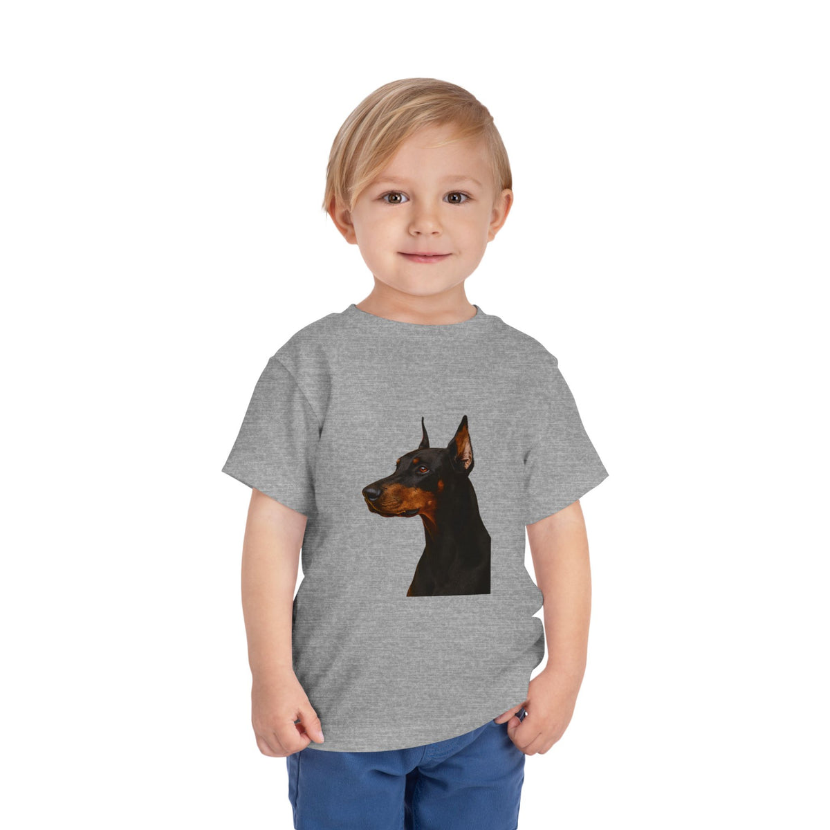 Doberman Head Toddler Unisex Short Sleeve Crewneck Tee