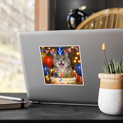 Birthday Buddy Cat Vinyl Decal
