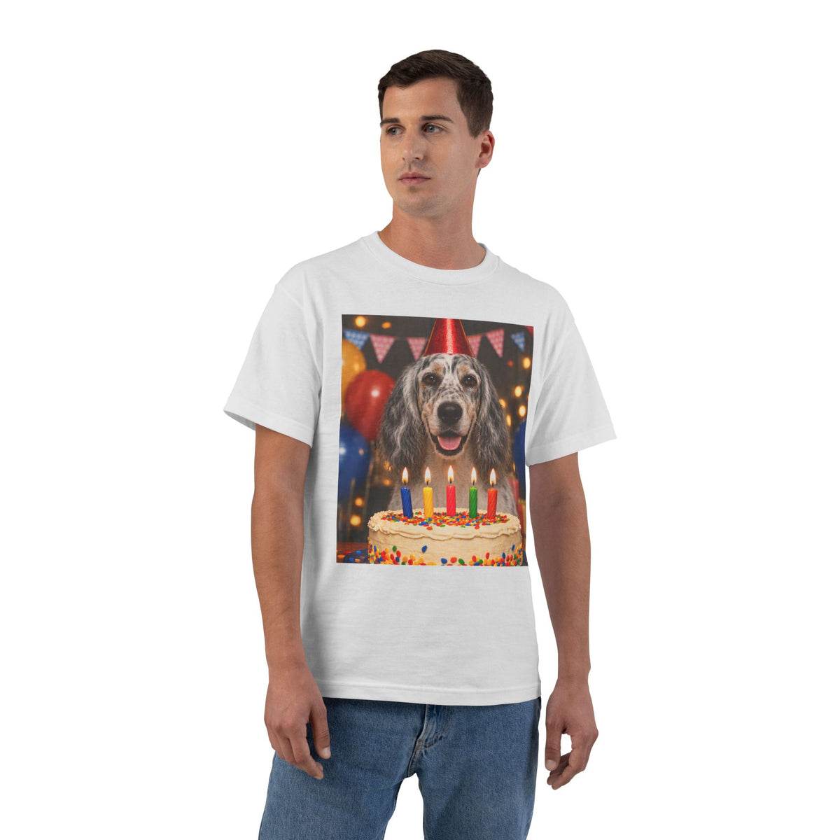 Birthday Buddy English Setter Men's Short-Sleeve Crewneck Tee