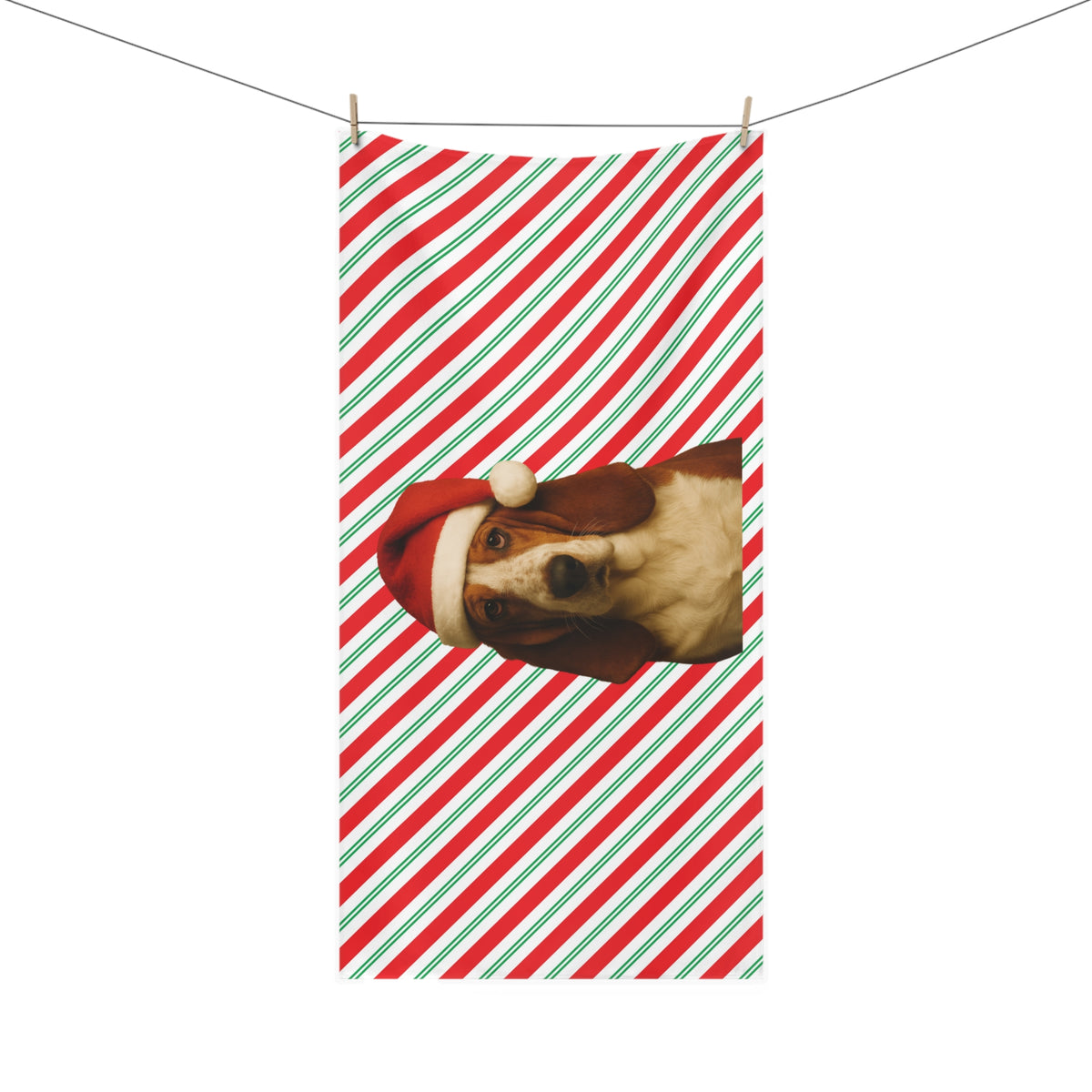 Santa Paws Basset Mink-Cotton  Beach Towel