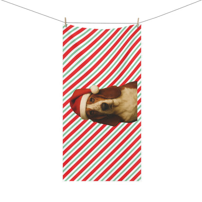 Santa Paws Basset Mink-Cotton  Beach Towel