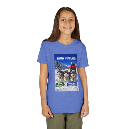 Snow Powered Youth Unisex Short Sleeve Crewneck Tee