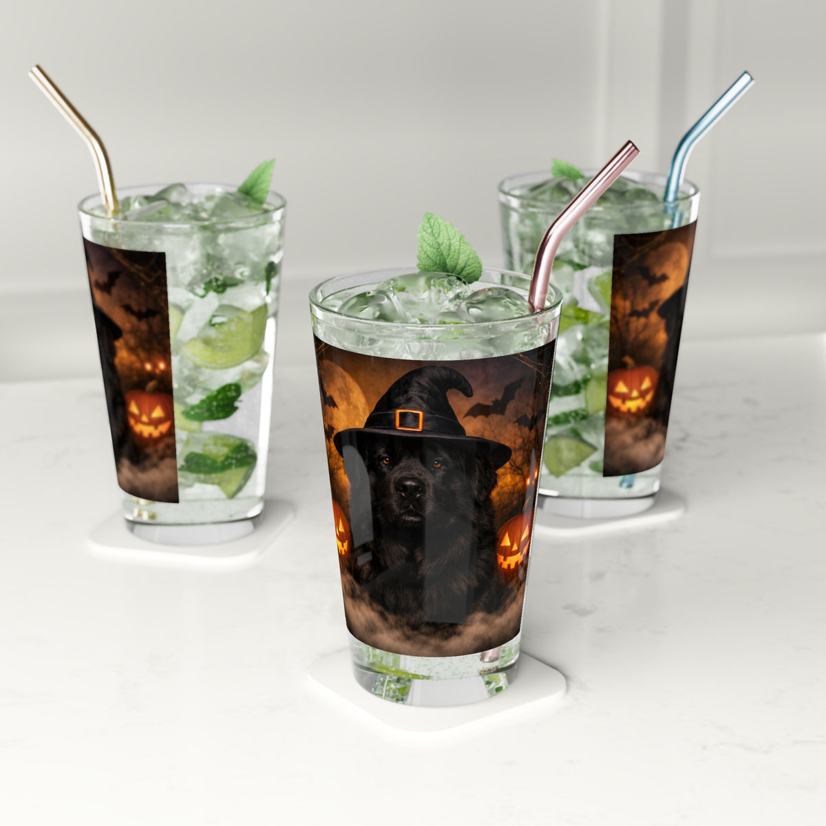 Witch Hat Pack Newfie Drinking Glass