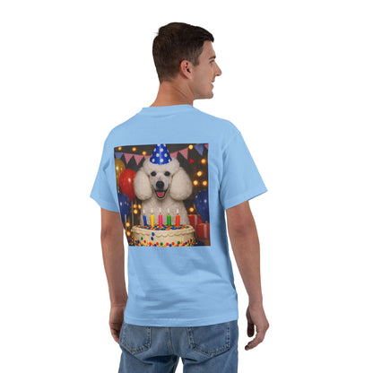 Birthday Buddy Poodle Men's Short-Sleeve Crewneck Tee