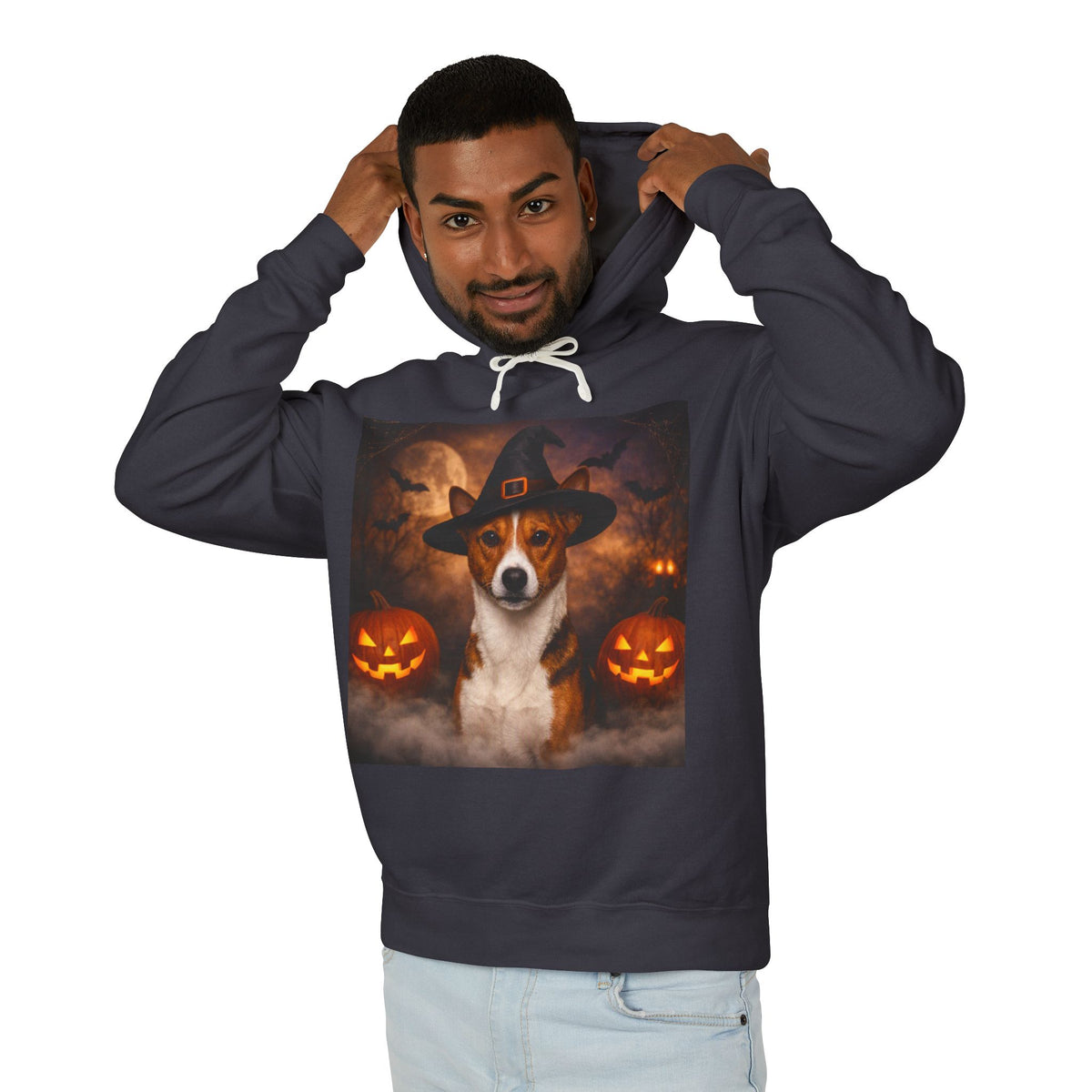 Witch Hat Pack Basenji Unisex Lightweight Hoodie