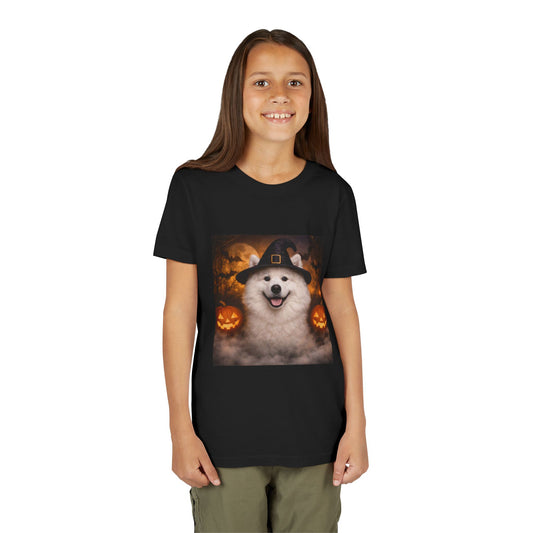 Witch Hat Pack Samoyed Youth Unisex Short Sleeve Crewneck Tee