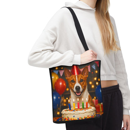 Birthday Buddy Basenji Tote Bag