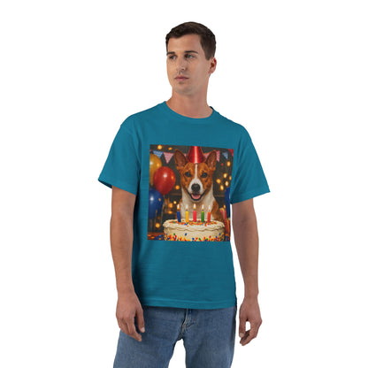 Birthday Buddy Basenji Men's Short-Sleeve Crewneck Tee