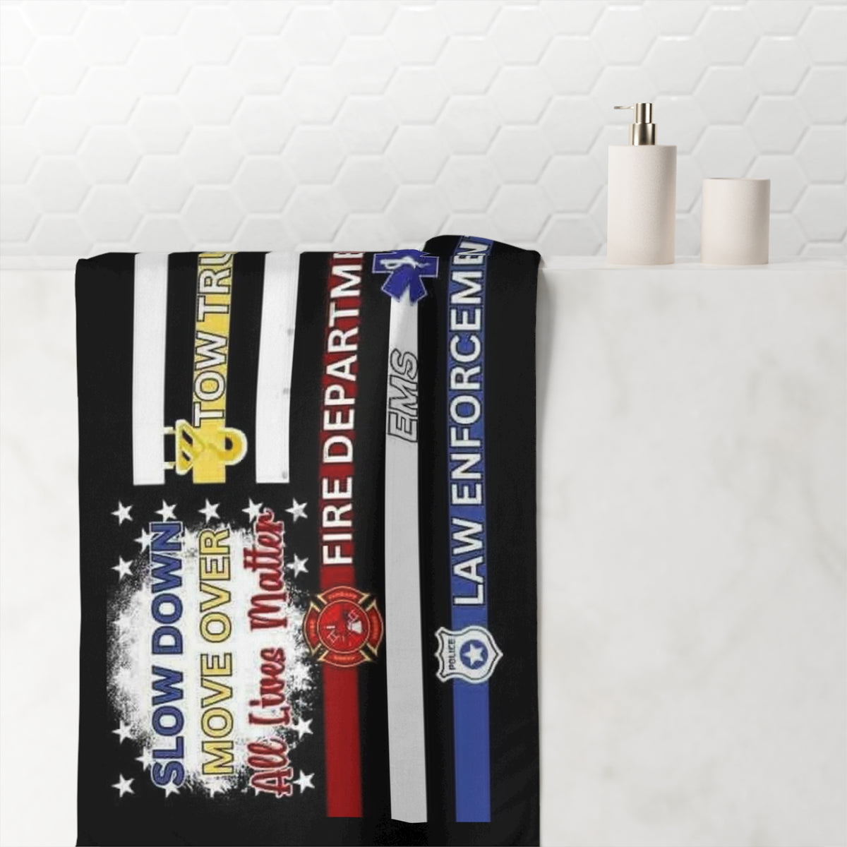 Slow Down Move Over Flag Mink-Cotton  Beach Towel