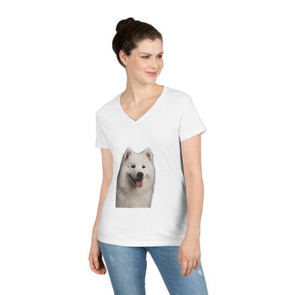 Samoyed Head Women's V-Neck Tee