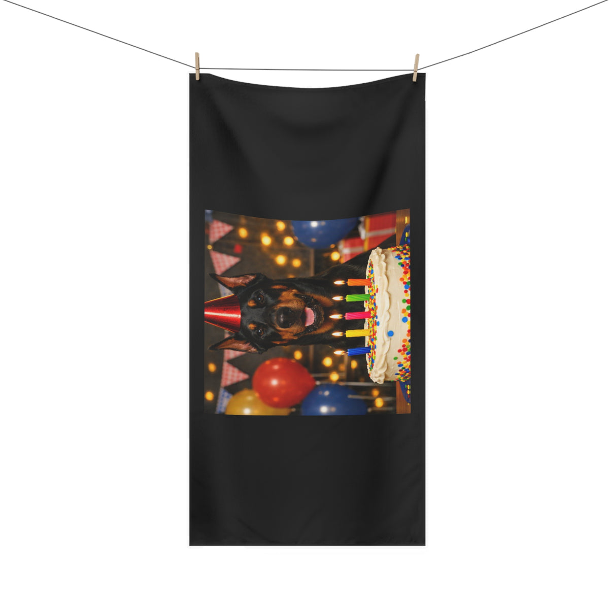 Birthday Buddy Doberman Mink-Cotton  Beach Towel