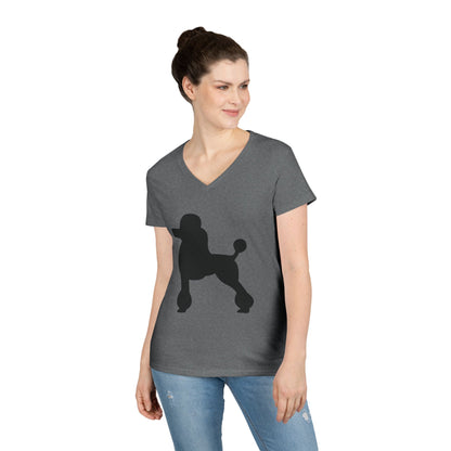 Poodle Silhouette Women's V-Neck Tee