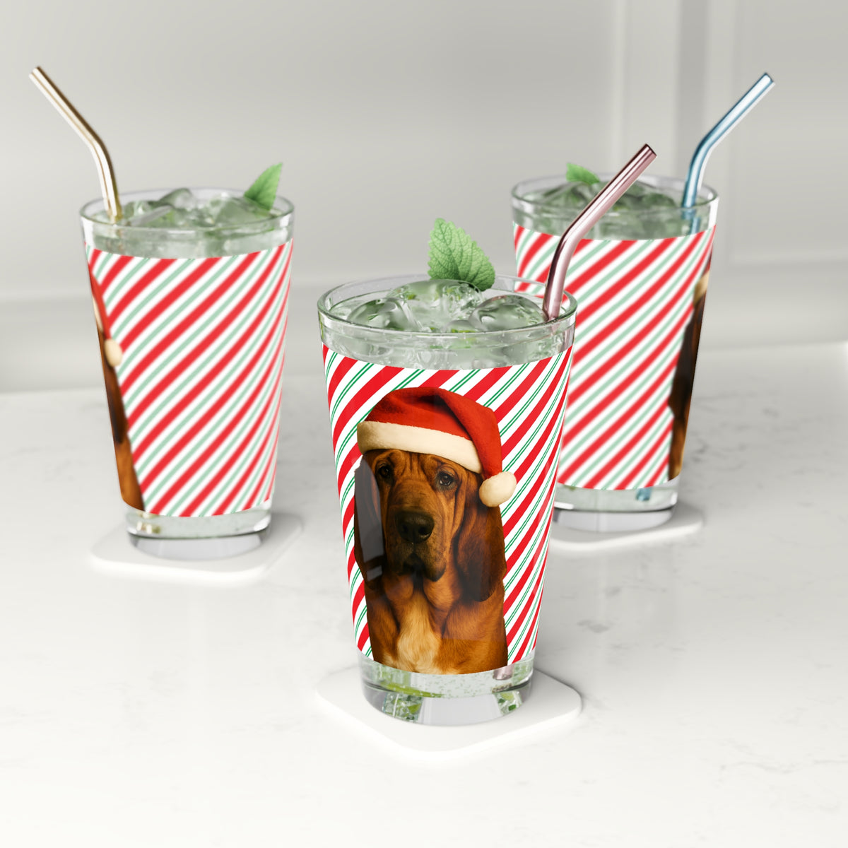 Santa Paws Bloodhound Drinking Glass