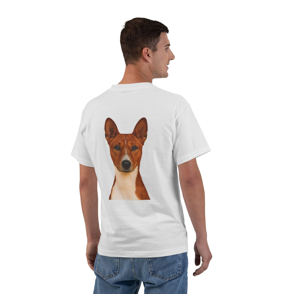 Basenji Head Men's Short-Sleeve Crewneck Tee