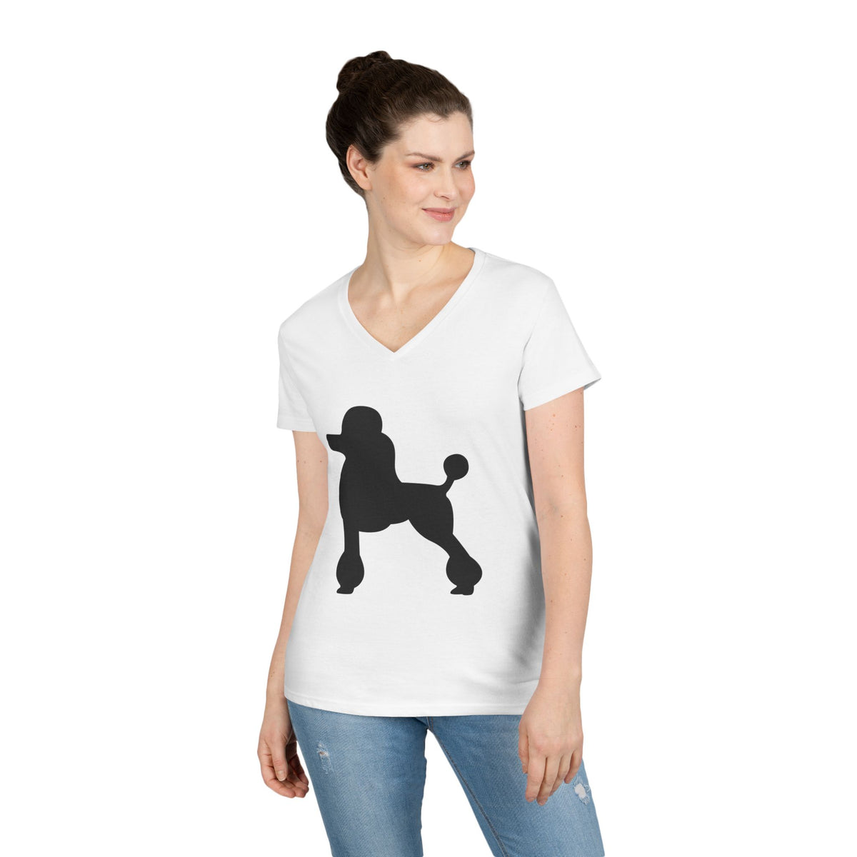 Poodle Silhouette Women's V-Neck Tee