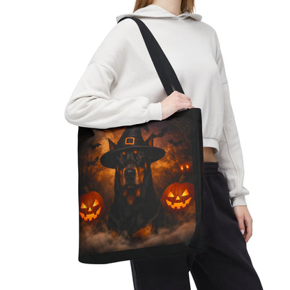 Witch Hat Pack Doberman Tote Bag