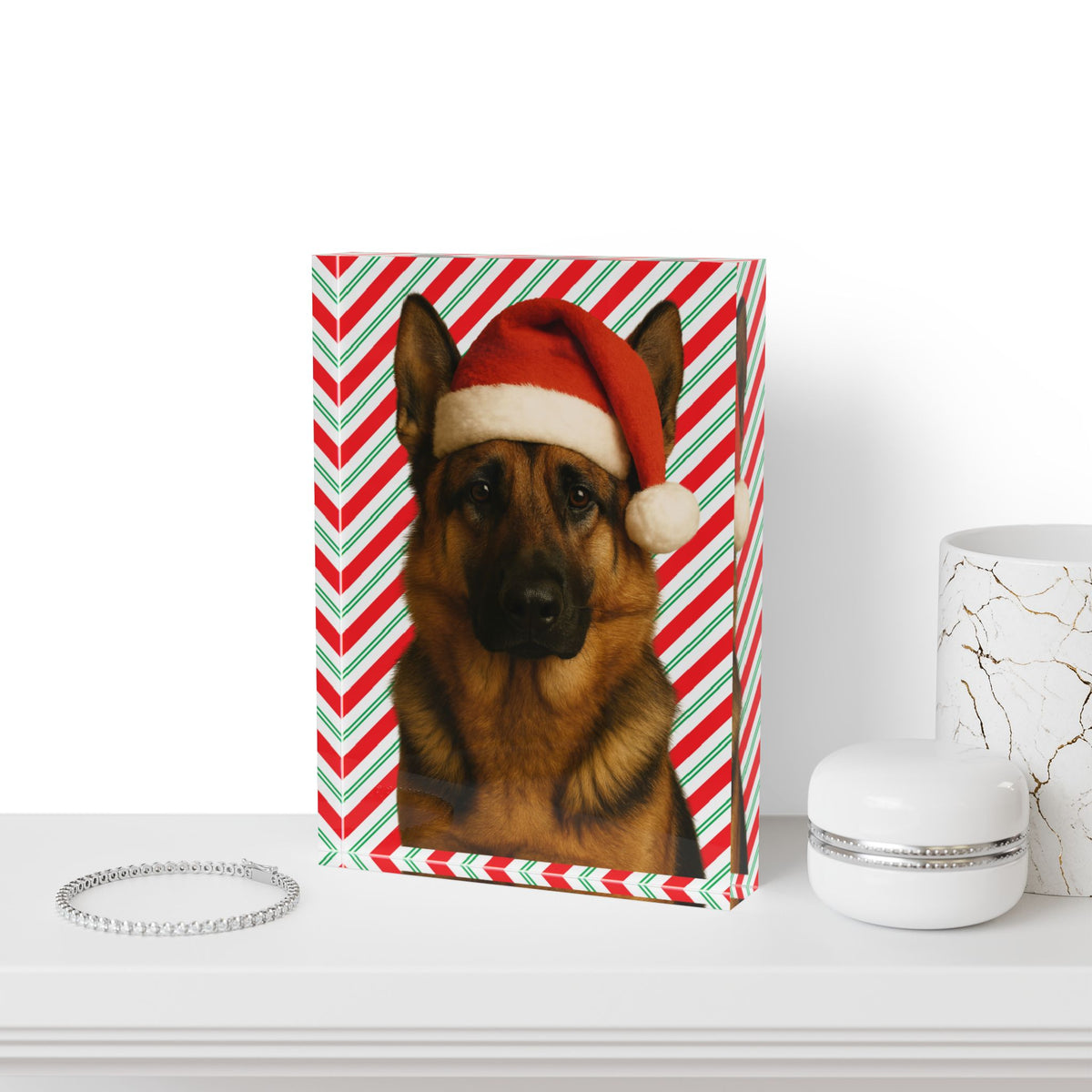 Santa Paws German Shepherd Acrylic Photo Block