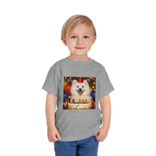 Birthday Buddy Samoyed Toddler Unisex Short Sleeve Crewneck Tee
